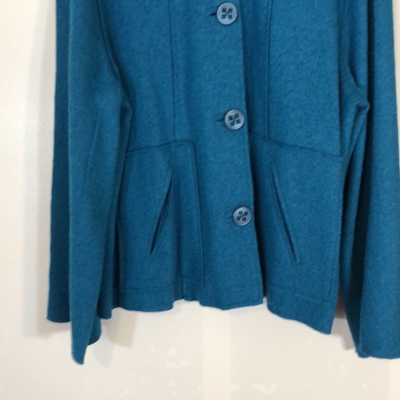 COLDWATER CREEK Teal Boiled Wool Blend Button Front Coat Jacket Size XL - Picture 6 of 16